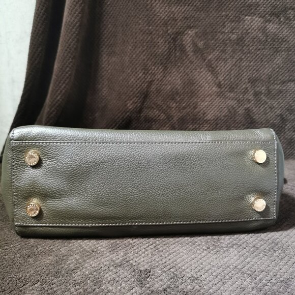 Olive/Gold Pebbled Leather Satchel/Crossbody EUC #253 - Picture 9 of 14